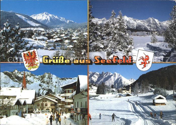 Seefeld Tirol mit Hocheder mit Wettersteingebirge Ortsmotiv mit Schmuckkastl See
