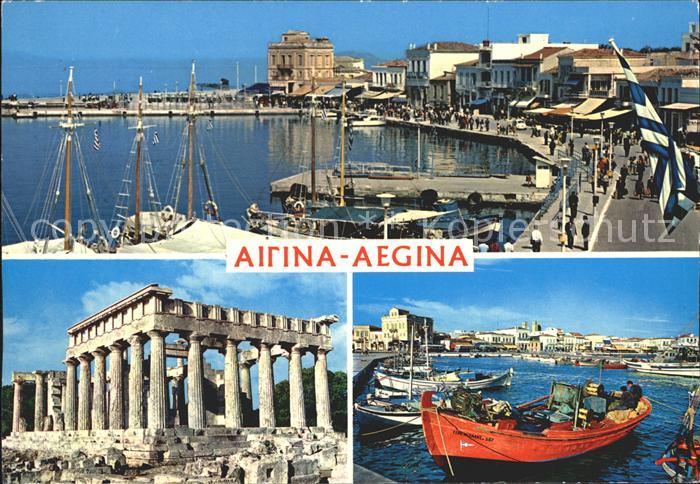 Aegina Egina Hafenpartie Tempelruine Fischerboote