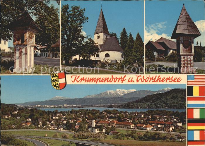 Krumpendorf Woerther See Bildstock Kirche Panorama
