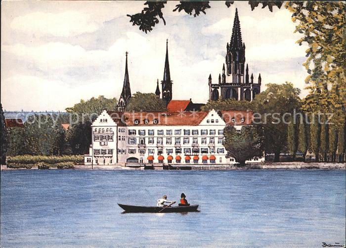 Konstanz Bodensee Seestrasse mit Muenster und Inselhotel