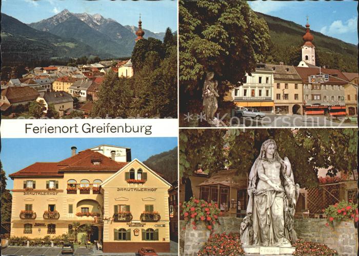 Greifenburg Ortsansicht Kirche Drautalerhof Statue
