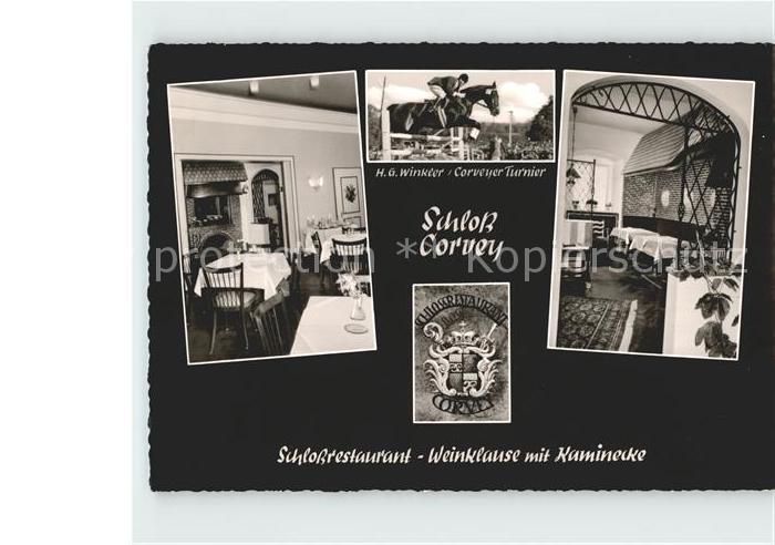 Corvey Schloss H.G. Winkler Corveyer Turnier Schlossrestaurant Weinklause Kamine