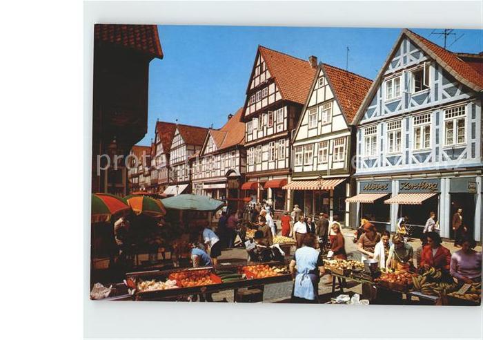 Celle Niedersachsen Fussgaengerviertel Schuhstrasse Markt Brandplatz