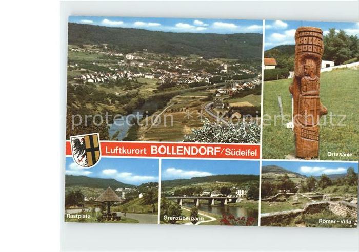 Bollendorf Suedeifel Ortssaeule Roemer-Villa Grenzuebergang Rastplatz
