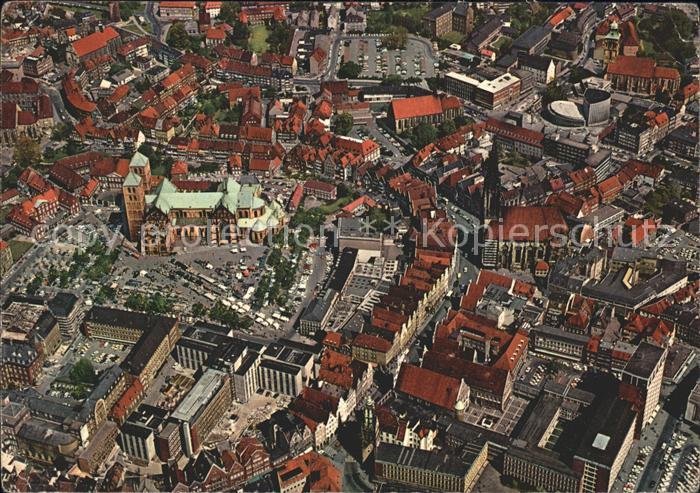 Muenster Westfalen Fliegeraufnahme Dom Lambertikirche Prinzipalmarkt