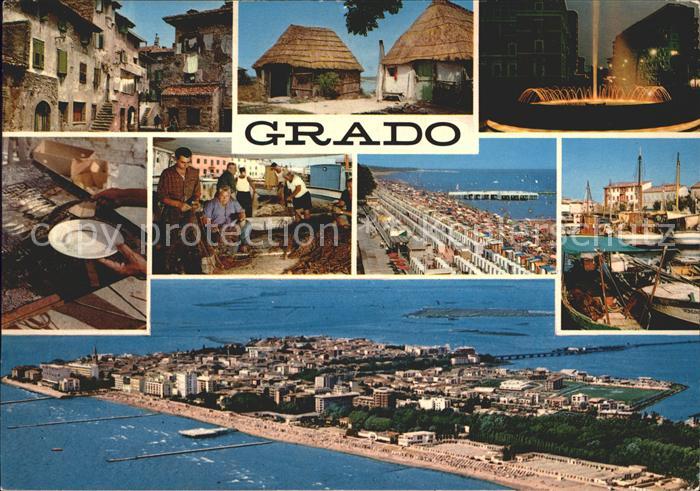 Grado Gorizia Fliegeraufnahme Hafen Promenade