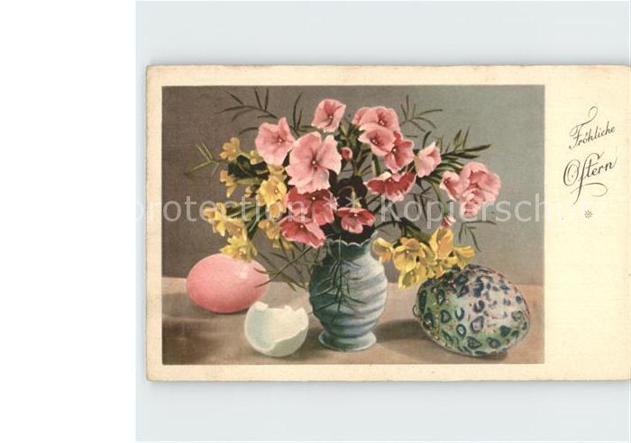 Ostern Easter Paques Schluesselblumen Ostereier Vase