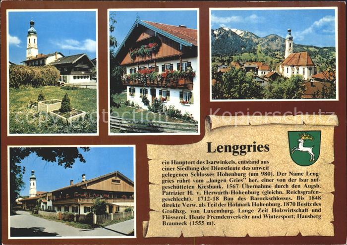 Lenggries Blick zur Kirche Oberbayrisches Bauernhaus Dorfstrasse