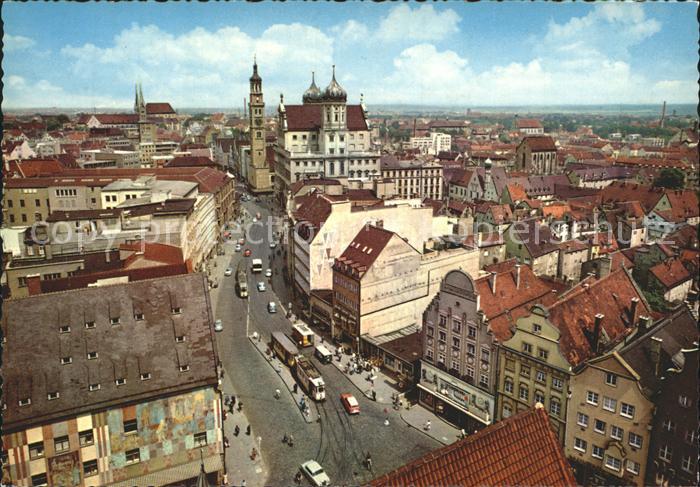 Augsburg Maximilianstrasse Rathaus Perlachturm