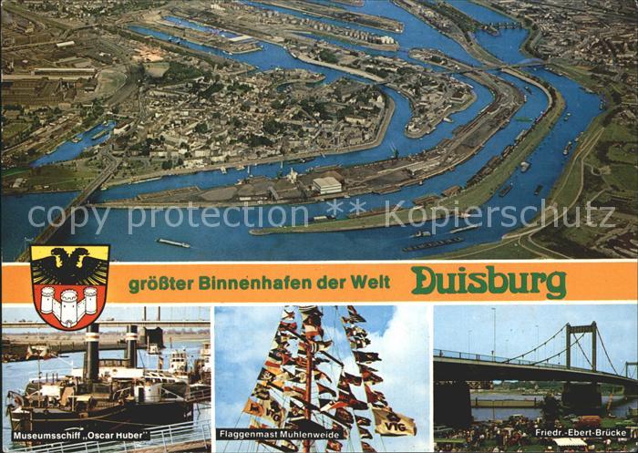 Duisburg Ruhr Fliegeraufnahme groesster Binnenhafen der Welt