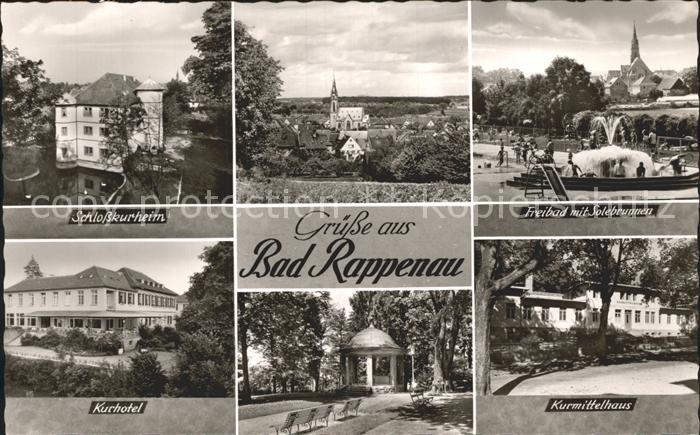Bad Rappenau Schlosskurheim Kirche Freibad Solebrunnen Kurhotel Pavillon Kurmitt