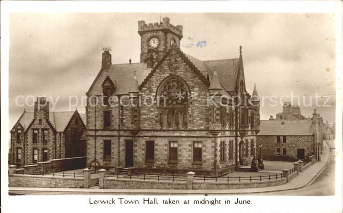 Lerwick Town Hall taken a midnight in June