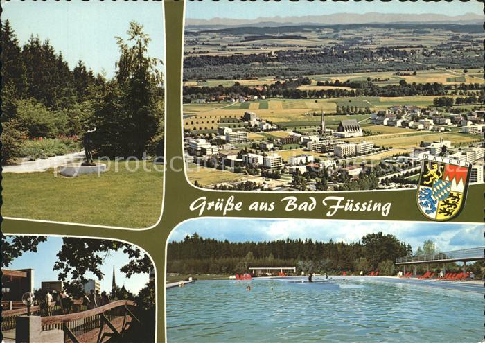 Bad Fuessing Park Fliegeraufnahme Bruecke Schwimmbad