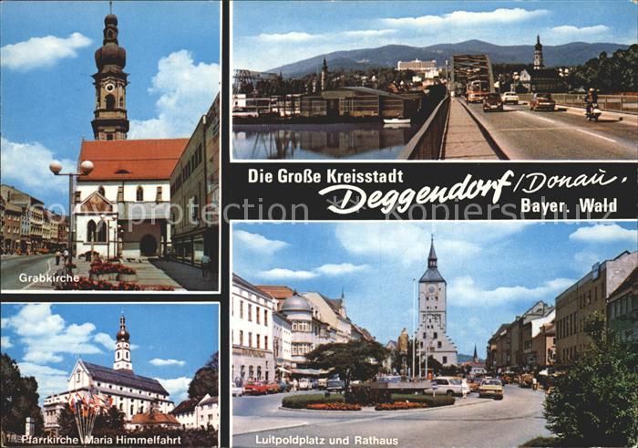 Deggendorf Donau Grabkirche Bruecke Pfarrkirche Maria Himmelfahrt Luitpoldplatz