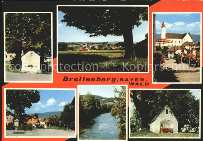 Breitenberg Niederbayern Bildstock Panorama Kirche Strassenpartie Fluss Bildstoc