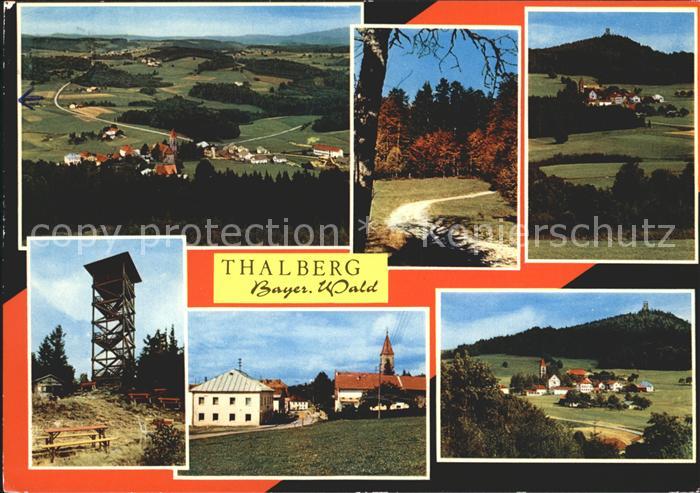 Thalberg Niederbayern Panorama Waldweg Teilansicht Aussichtturm Kirche Gesamt
