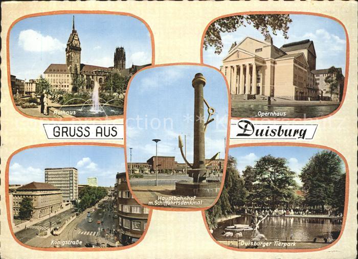 Duisburg Ruhr Rathaus Opernhaus Koenigstr Hauptbahnhof Schiffahrtsdenkmal Duisbu