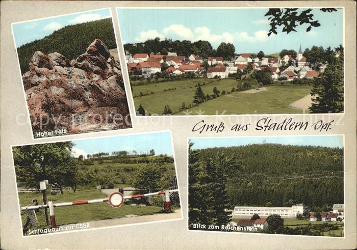 Stadlern Hoher Fels Ortsansicht Schlagbaum zur CssR Reichenstein