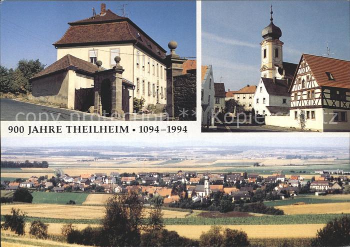 Theilheim Schloss Zehntplatz mit Kath Kirche Blick von der Luisenhoehe