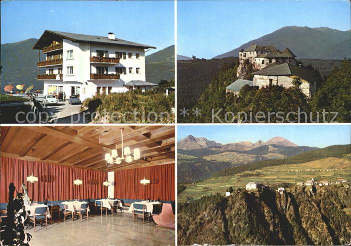 Rodeneck Italien Gasthof Pension Rodenegger Hof Gastraum Burg Panorama