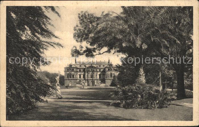 DRESDEN Elbe Grosser Garten Palais mit Palmengruppe Kupfertiefdruck