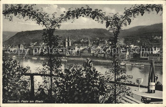 Boppard Rhein Perle am Rhein Weinflasche Weinglas