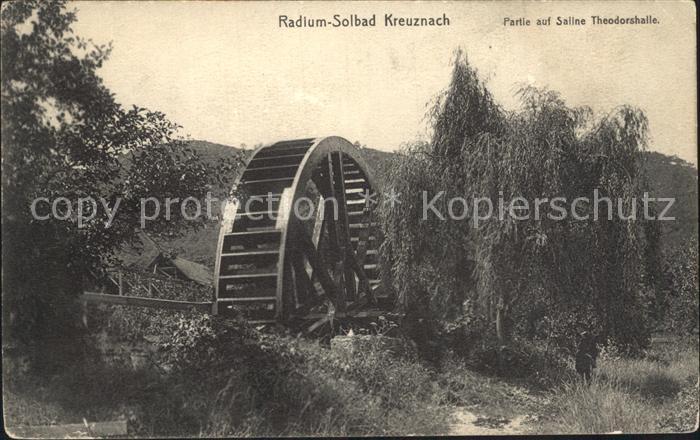 Kreuznach Bad Wasserrad Radium Solbad Partie auf Saline Theodorshalle