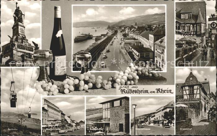 Ruedesheim Rhein Niederwald Denkmal Rheinstrasse Seilbahn Bahnhof Weinflasche We