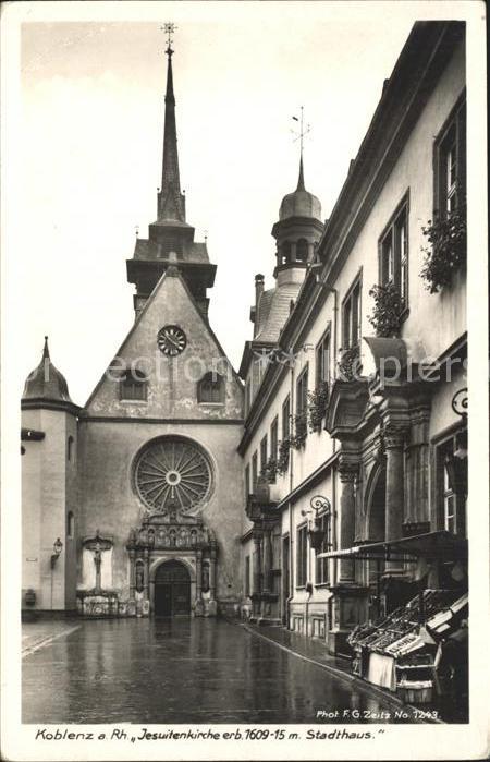 Koblenz Rhein Jesuitenkirche erbaut 1609 mit Stadthaus Serie Der Deutsche Rhein