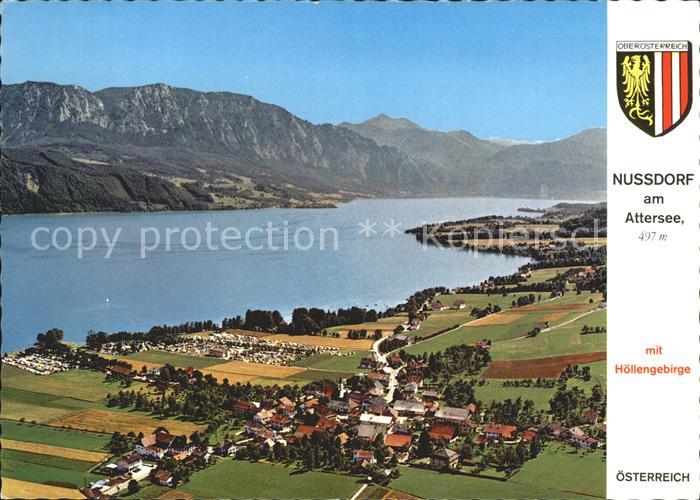 Nussdorf Attersee mit Hoellengebirge Wappen Fliegeraufnahme