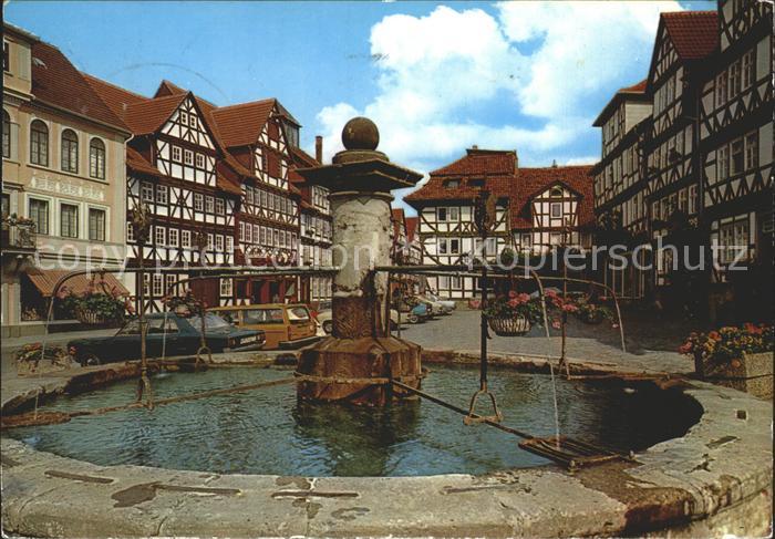 Allendorf Bad Sooden Marktplatz Brunnen Fachwerkhaeuser