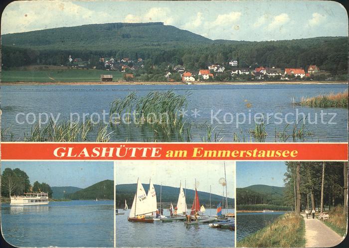 Glashuette Schieder Emmerstausee Segelboot Ausflugsdampfer Uferpromenade