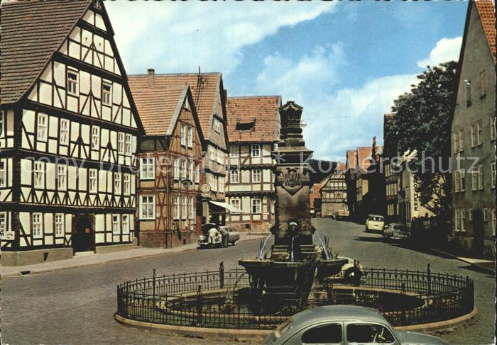 Hofgeismar Marktplatz Brunnen Fachwerkhaeuser