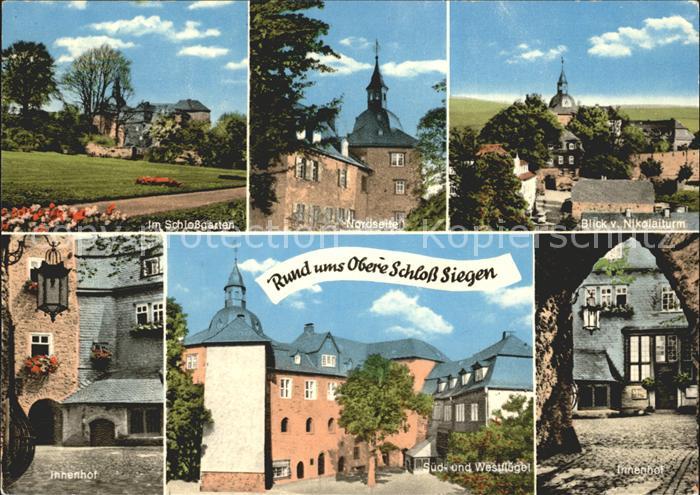 Siegen Westfalen Oberes Schloss Schlossgarten Innenhof Nikolaiturm