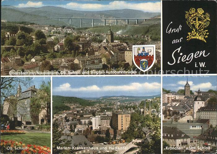 Siegen Westfalen Oberstadt Nikolaiturm Schloss Siegtal Autobahnbruecke Krankenha