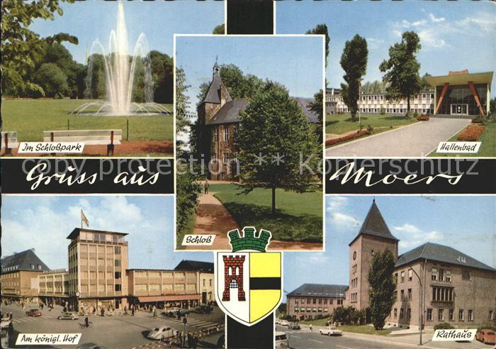 Moers Schlosspark Fontaene Hallenbad Rathaus Schloss Koeniglicher Hof Wappen