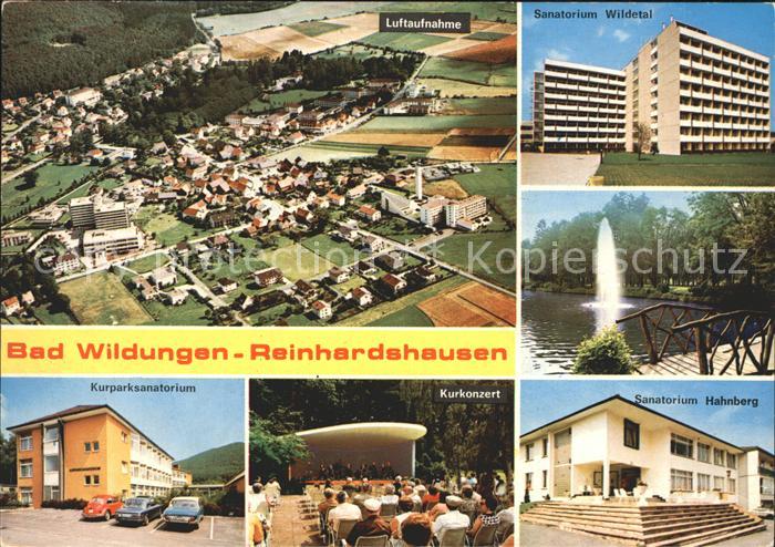 Reinhardshausen Luftaufnahme Sanatorium Wildetal Hahnberg Fontaene Kurkonzert Ku
