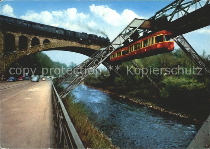 WUPPERTAL NRW Sonnborner Bruecke Schwebebahn Eisenbahnbruecke