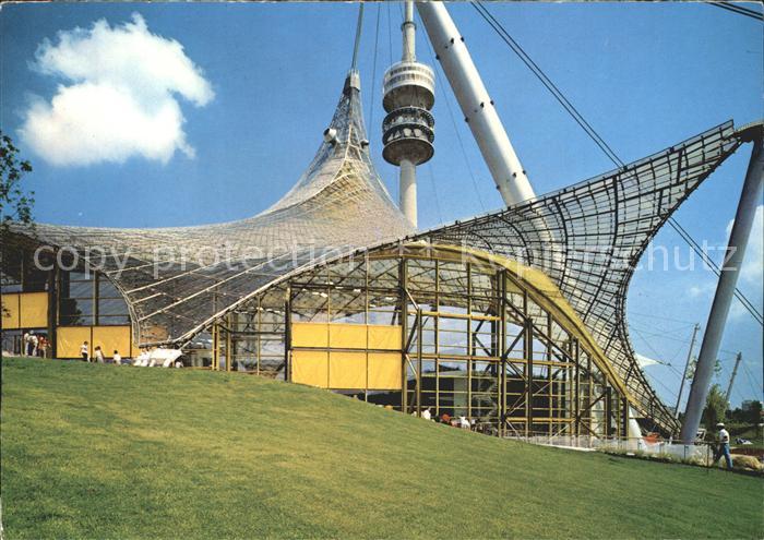 Muenchen Bayern Olympiapark Schwimmhalle Olympiaturm
