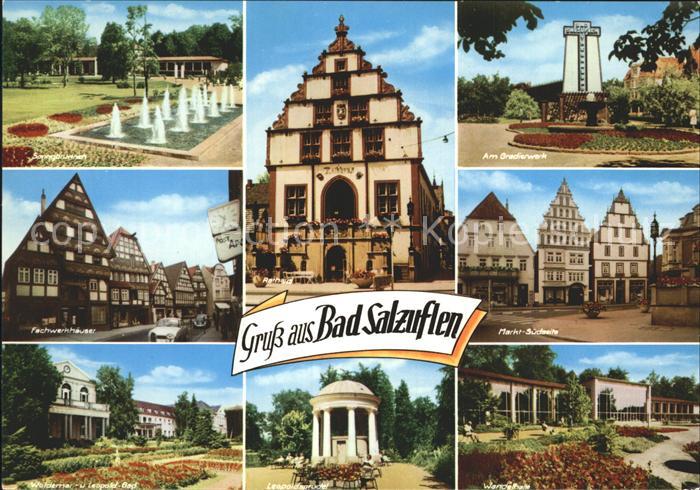 Bad Salzuflen Springbrunnen Fachwerkhaeuser Rathaus Gradierwerk Markt Bad Sprude