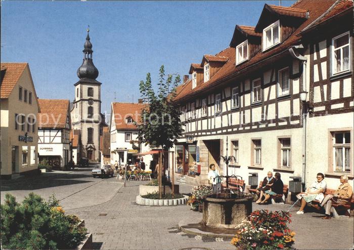 Gersfeld Rhoen Marktplatz Brunnen Kirche Kneipp Luftkurort