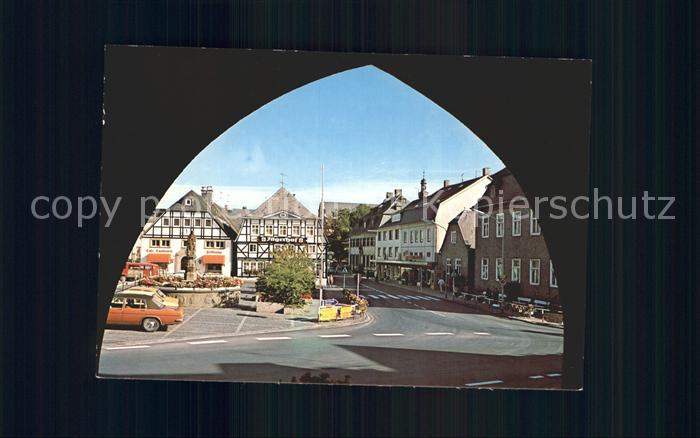 Brilon Hochsauerlandkreis NRW Marktplatz Brunnen Fachwerkhaus