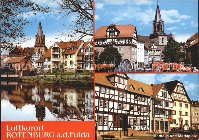 Rotenburg Fulda Fuldapartie Steinweg Kirche Rathaus Fachwerk Marktplatz