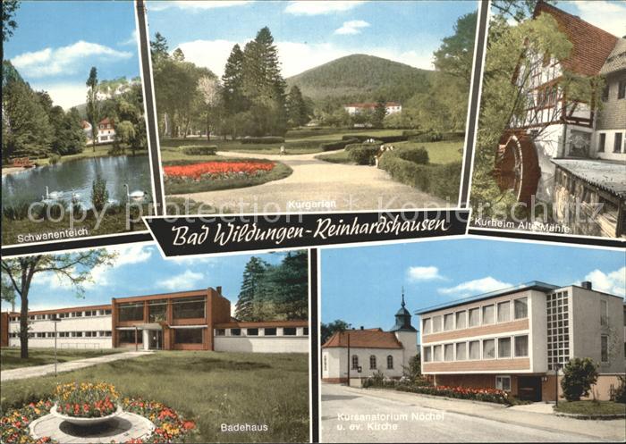 Reinhardshausen Schwanenteich Kurgarten Kurheim Alte Muehle Wasserrad Sanatorium