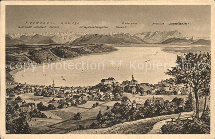 Starnberg Starnbergersee Bayern am See Kuenstlerkarte