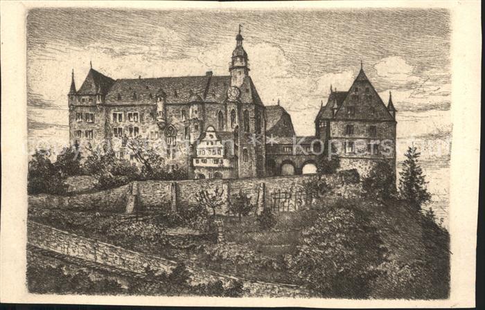 Marburg Lahn Schloss Kuenstlerkarte