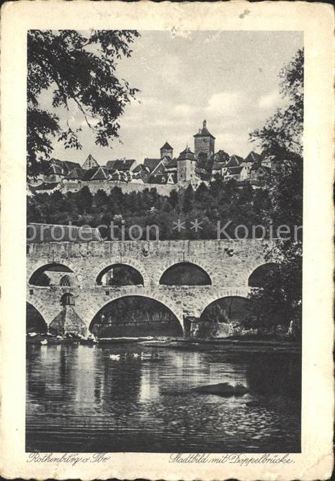 Rothenburg Tauber Stadtbild mit Doppelbrueck