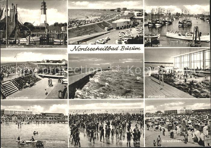 Buesum Nordseebad Strandleben Wellenbad Musikpavillon Hafen Leuchtturm
