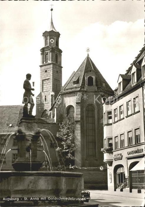Augsburg St. Anna mit Goldschmiedebrunnen