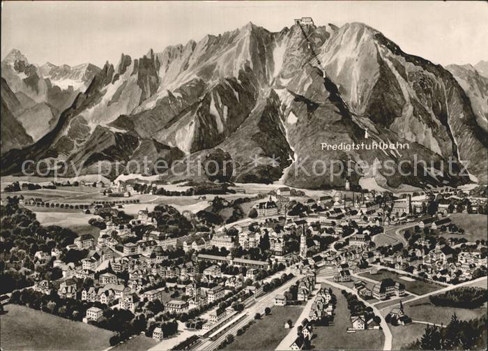 Bad Reichenhall Fliegeraufnahme mit Predigtstuhlbahn